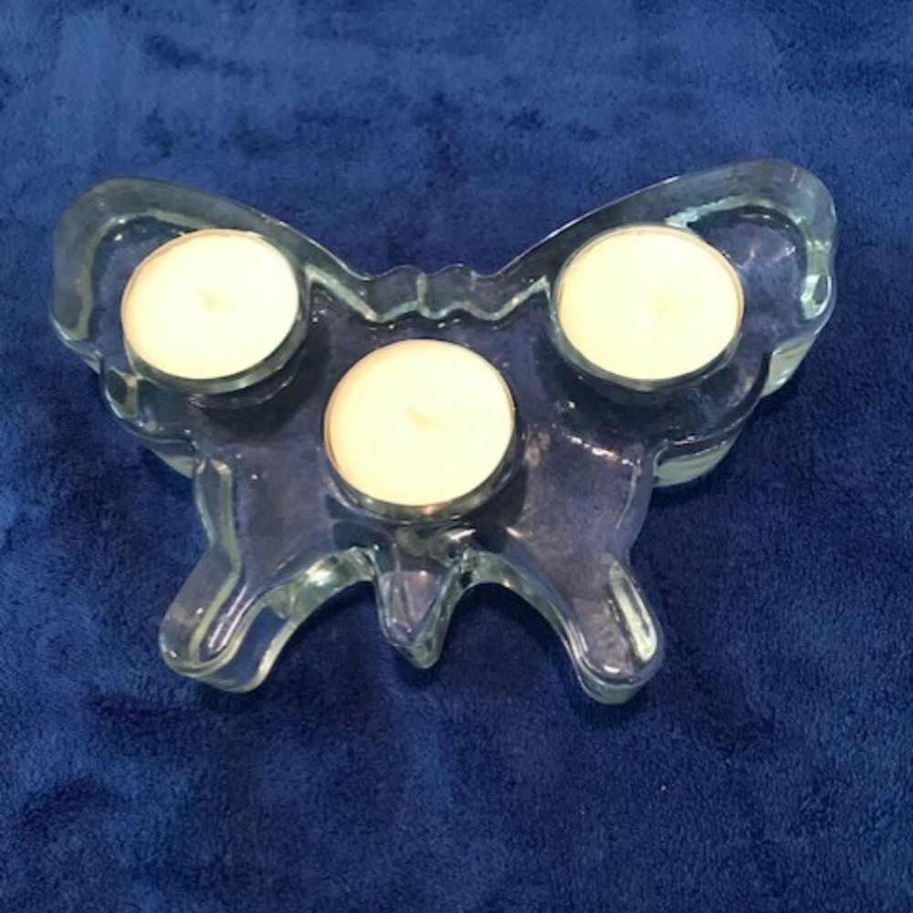 Clear Crystal Butterfly Tea Light Holder 🦋